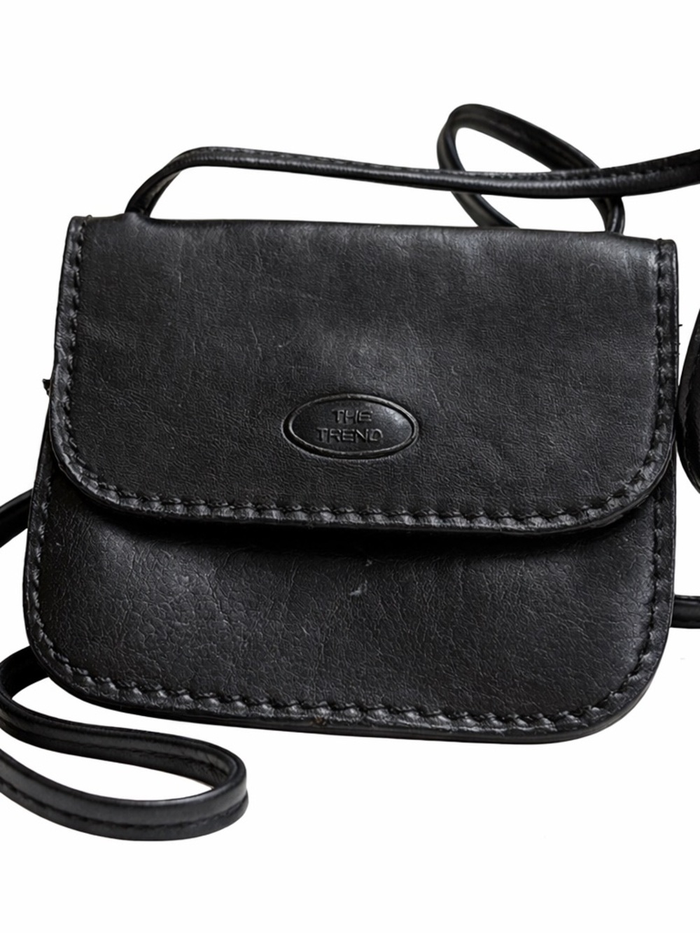 THE TREND Vintage Black Leather Crossbody small Bag